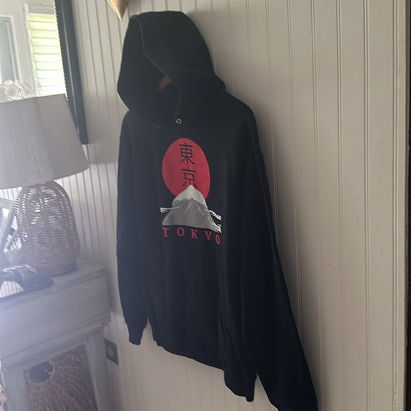 Bowery Supply Co. Tokyo Graphic Black Hooded Sweatshirt sz M - Picture 7 of 13